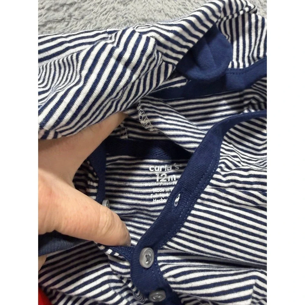 Carters Baby Boy 12M Clothing Lot 8pc Bodysuits Joggers Shorts Stripe Navy 12 Mo